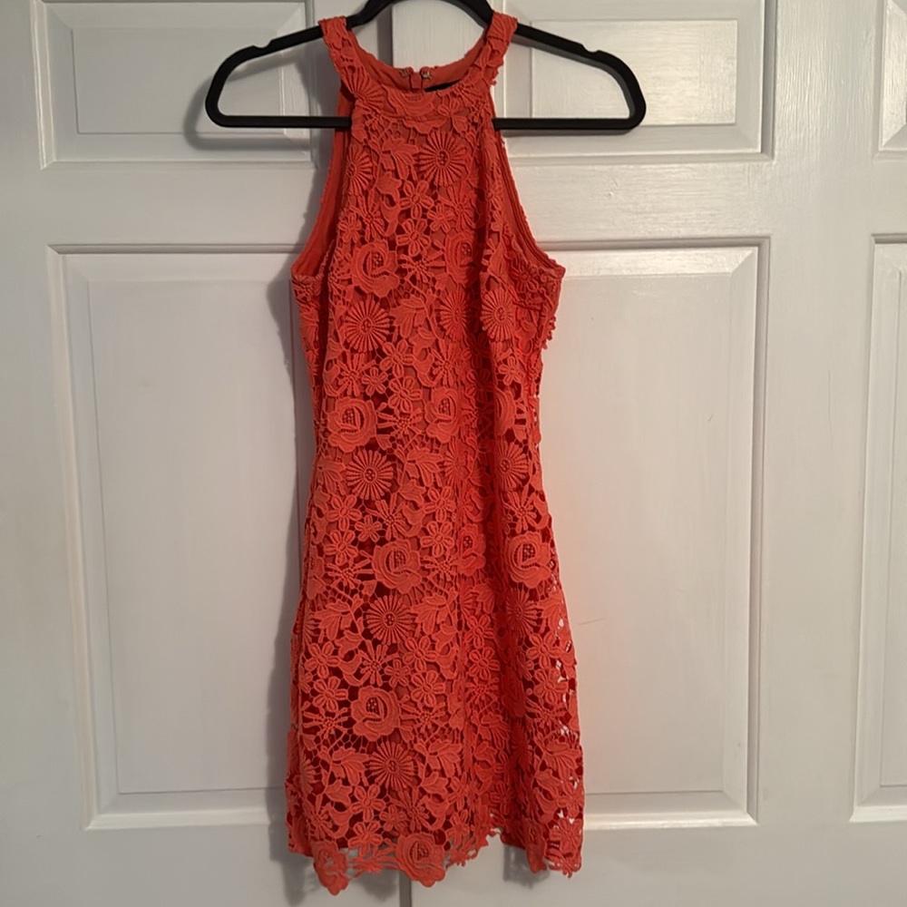 Love poem coral orange lace mini dress - Picture 5 of 7